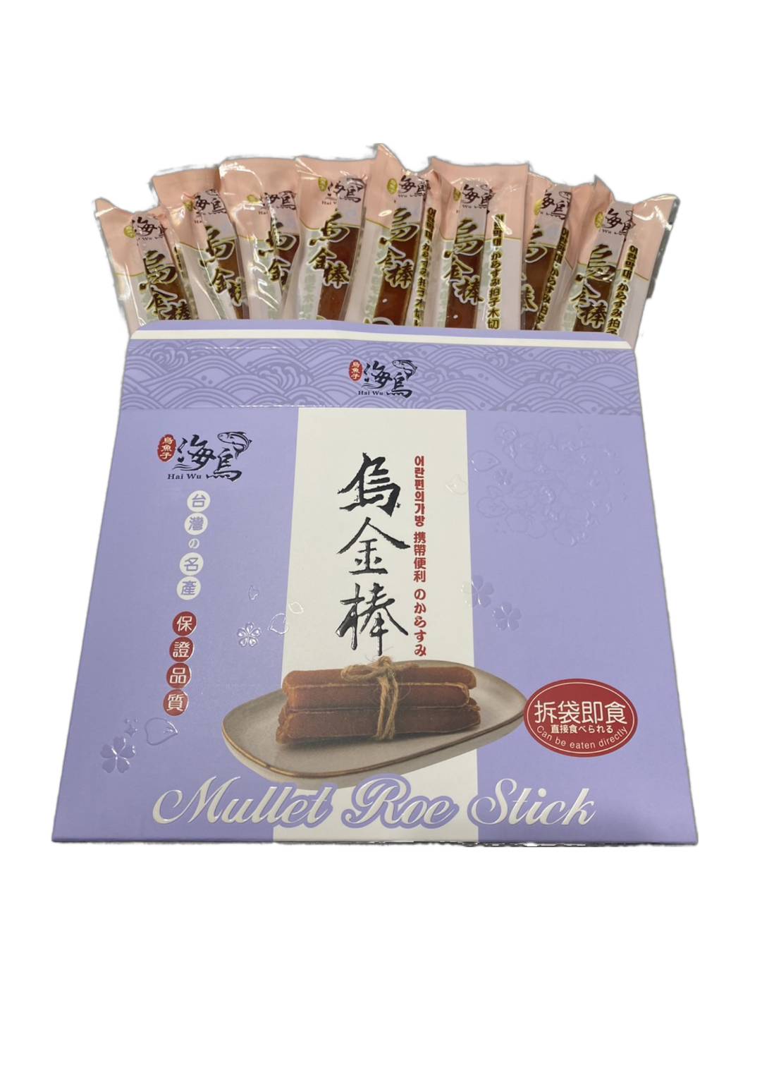 海烏烏金棒，此長條形制，不僅承襲了烏魚子的鮮美本真，滿口皆是細膩海韻，滋味綿延不絕，入口即化卻韌而不失彈性，餘韻猶存。不一樣的感覺，吃出不一樣的風味，完全保持了烏魚子的香醇口感，讓烏魚子更有嚼勁Q彈，外酥里軟，每一條烏金棒，都是精挑細選。